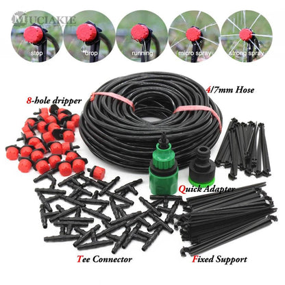 MUCIAKIE 50M-5M DIY Drip Irrigation System Automatic Watering Garden Hose Micro Drip Watering Kits with Adjustable Drippers - petguardiansupplies