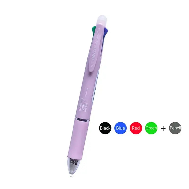 Creative 5 In 1 Erasable Gel Pen 0.7mm Blue Black Red Green Magic Refills 0.5mm Mechanical Pencil Writing Painting Stationery - petguardiansupplies