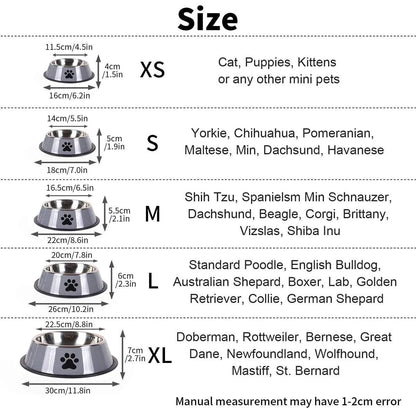 1PC Stainless Steel Pet Bowl Cat Bowl Dog Food Bowl Multi-Specification Anti-fall Food Bowl Food Bowl Feeding Pet Supplies - petguardiansupplies