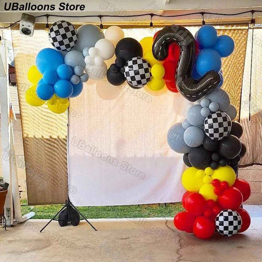 40inch Race Car Birthday Balloons Large Black Number 1 2 3 4 5 6 7 8 9 Foil Balloon for Kids Birthday Race Car Party Decor Suppl - petguardiansupplies