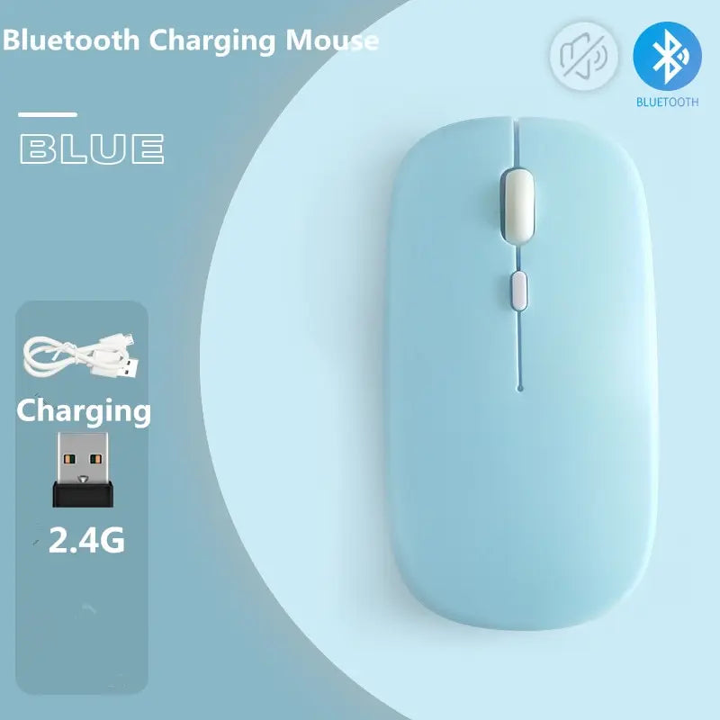 Macaron Rechargeable Wireless Bluetooth Mouse 2.4G USB Mice For Android Windows Tablet Laptop Notebook PC For IPAD Mobile - petguardiansupplies