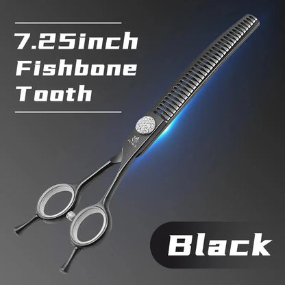 Fenice Professional JP440c 7 inch High quality Pet dog Grooming Scissors Curved thinning Shears Chunker Thinner Scissors - petguardiansupplies