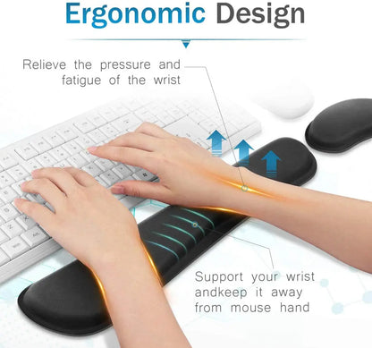 Keyboard Wrist Rest Mouse Pad with Wrist Support Memory Foam Keyboard Pad Set Ergonomic Mousepad for Office Gaming PC Laptop - petguardiansupplies