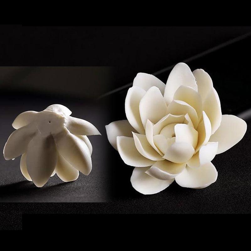 New 1PC Ceramic White Lotus Incense Burner Sandal Wood Incense Burner Ornaments Home Incense Stick Holder Aromatherapy - petguardiansupplies