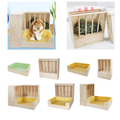 2 in 1 Rabbit Hay Feeder Box,Bunny Feeding Manger,Food Feeding Manger,Hay Holder with Toilet for Hamster,Bunny,Small Animals - petguardiansupplies