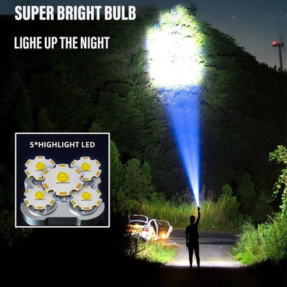 5LED High Power Led Flashlights Rechargeable Camping Spotlight with Side Light 3 Lighting Modes for Camping Adventure Outdoor - petguardiansupplies