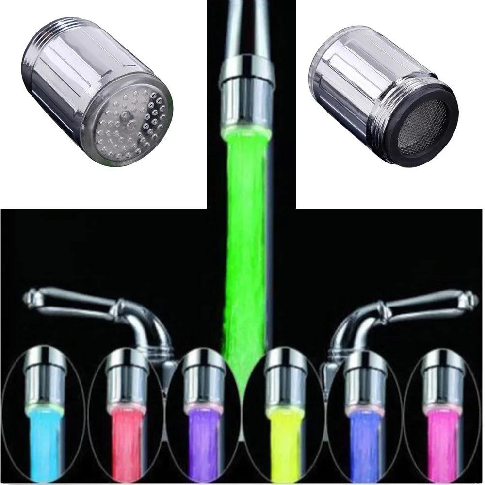 Luminous Light-up LED Water Faucet Shower Tap Basin Water Nozzle Bathroom Kitchen Heater Faucets thermostat Blue 3Color 7 Colors - petguardiansupplies