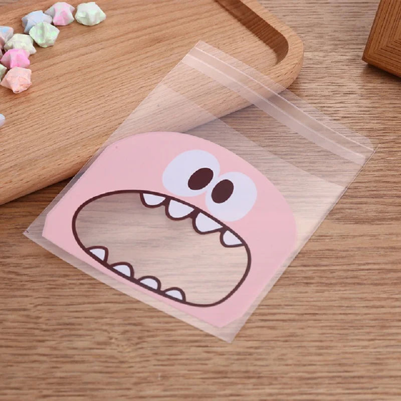 50PCS Cute Cartoon Monster Cookie Candy Self-Adhesive Plastic Bags For Biscuits Snack Baking Package Supplies Christmas Decor - petguardiansupplies