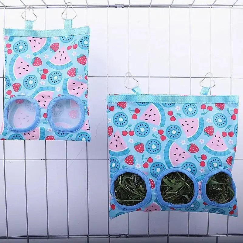 2/3 Holes Hanging Hay Bag for Bunny Guinea Pigs Small Animal Feeder Rabbit Food Dispensers Bag Cage Accessories Pet Feeding Bag - petguardiansupplies