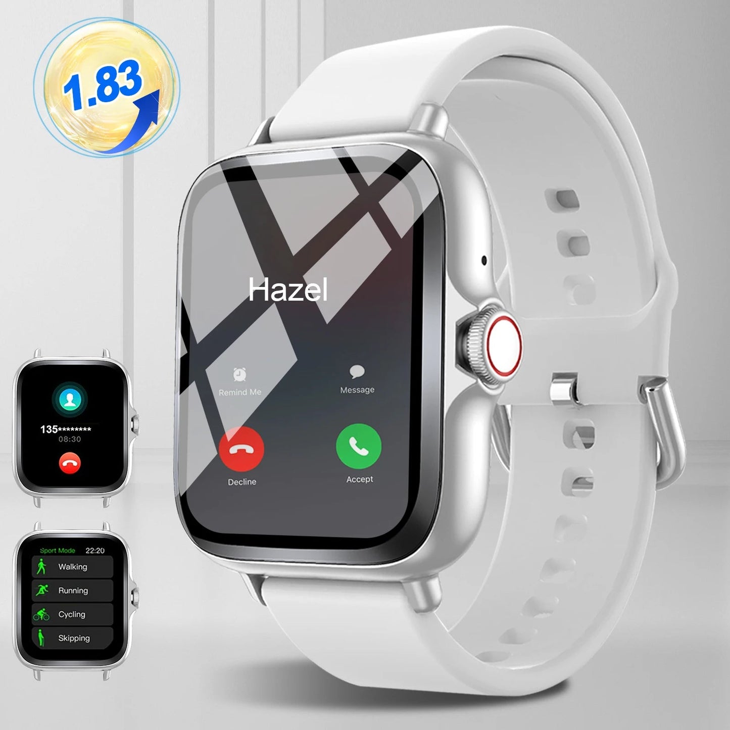 Smart watch with full touch screen, call, message reminder, music control and other functions, compatible with iPhone/android mo - petguardiansupplies