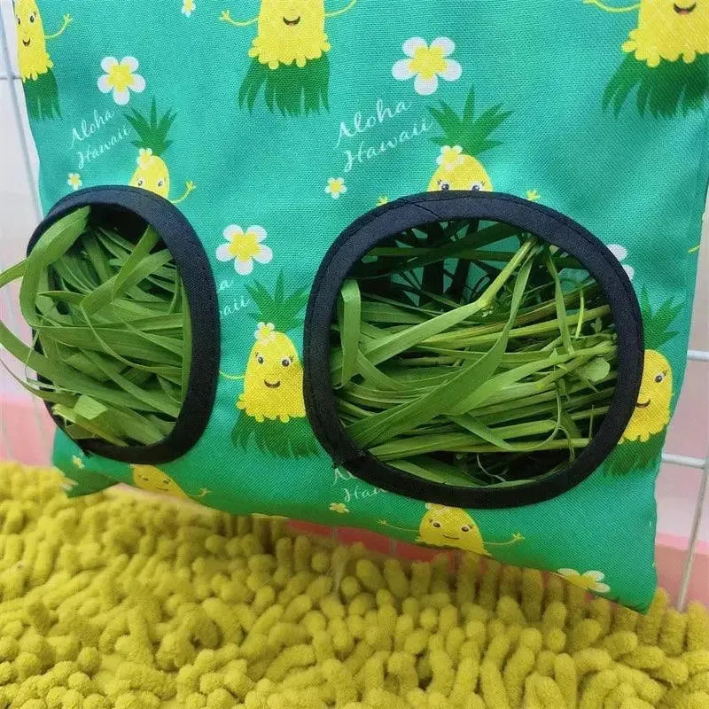 2/3 Holes Hanging Hay Bag for Bunny Guinea Pigs Small Animal Feeder Rabbit Food Dispensers Bag Cage Accessories Pet Feeding Bag - petguardiansupplies