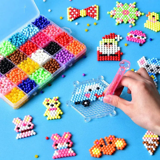 1000 Pcs/box DIY Water Spray Magic Beads Handmade Toy Set Children's Color Crystal Beads Puzzle Craft Kit Gift Variety Bean Toys - petguardiansupplies