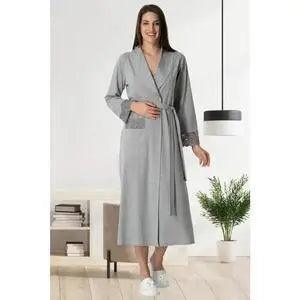 Shopymommy 1543 Lace Maternity Robe in Grey - petguardiansupplies