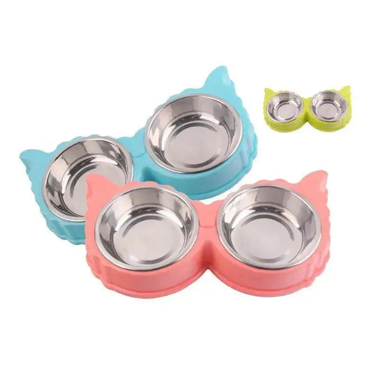 Sleek Dual Pet Bowl Station for Food and Water Convenience-0