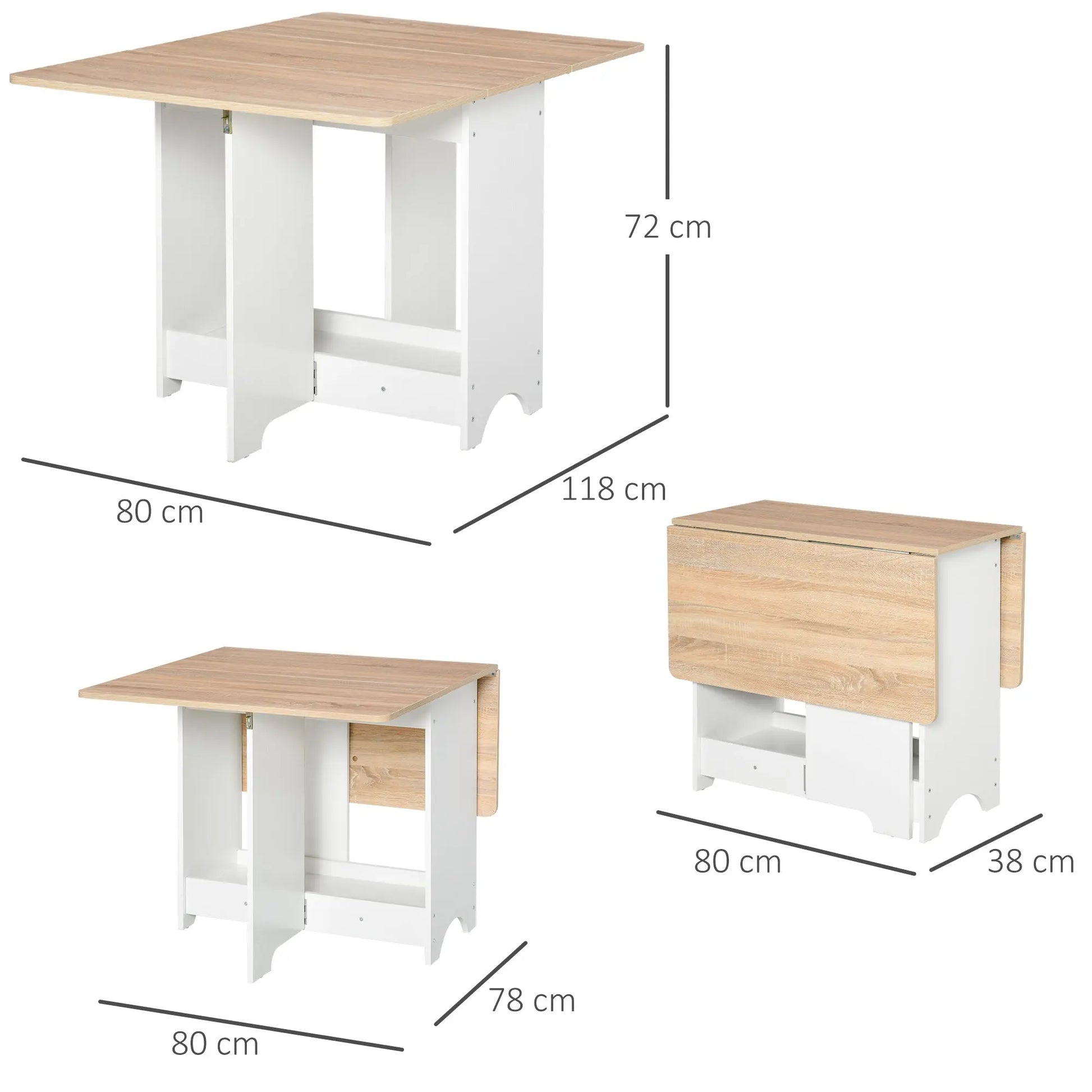 Foldable Dining Table Drop-Leaf Folding Desk Side Console with Storage Shelf for Kitchen,Dining Room-2