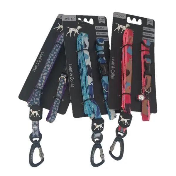 Small Pet Lead & Collar Set - Assorted Colours & Designs - petguardiansupplies