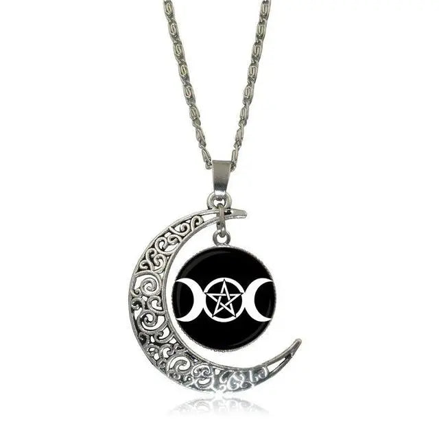 Triple Goddess Moon Necklace-0