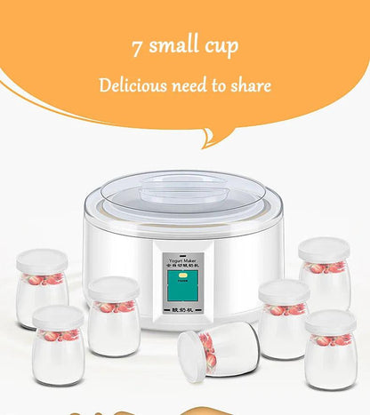 1.5L Electric Yogurt Maker Fermenter Automatic Multifunction Stainless Steel Liner Natto Rice Wine Pickle Machine 7 Yoghurt Cups - petguardiansupplies