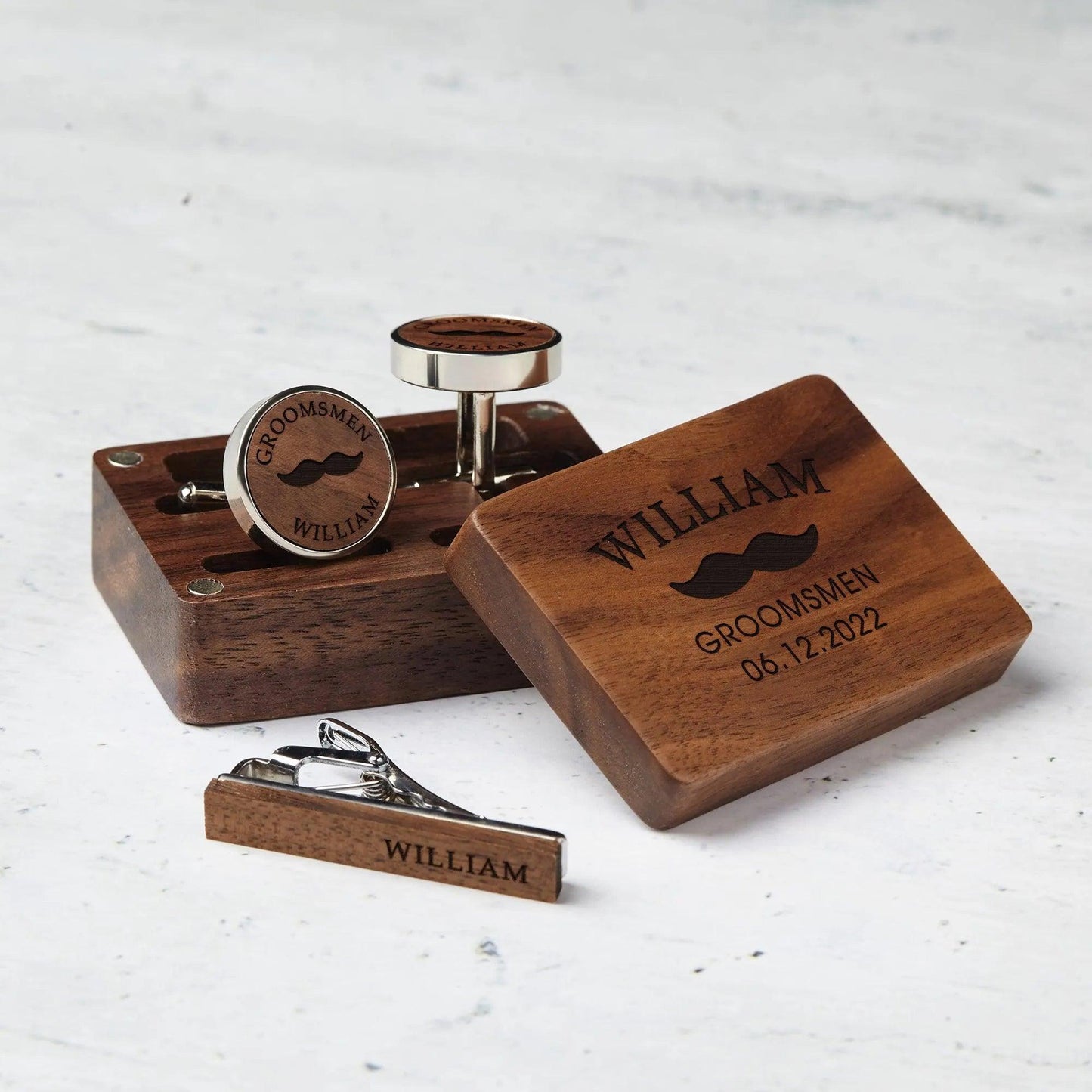 Custom Wood Cufflinks Box, Groomsmen Cufflinks, Monogram Cufflinks - petguardiansupplies