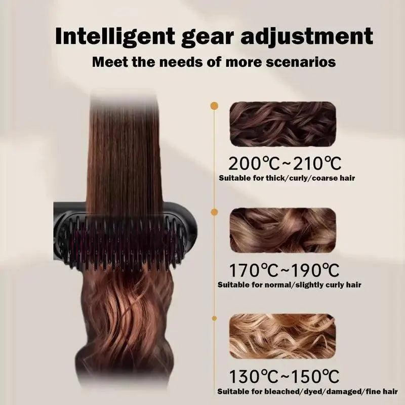 Straight hair comb Wireless Hair Straightener Brush with 5 Temp - petguardiansupplies