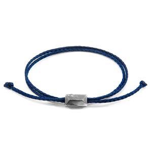 Navy Blue Edward Silver and Rope SKINNY Bracelet - petguardiansupplies