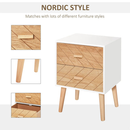 Nordic Style 2 Drawers Side Cabinet Wooden Bedside Table Storage Chest Scandinavian Home Furniture-4