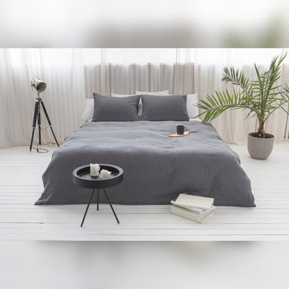 Grey linen pillowcase with envelope closure - petguardiansupplies