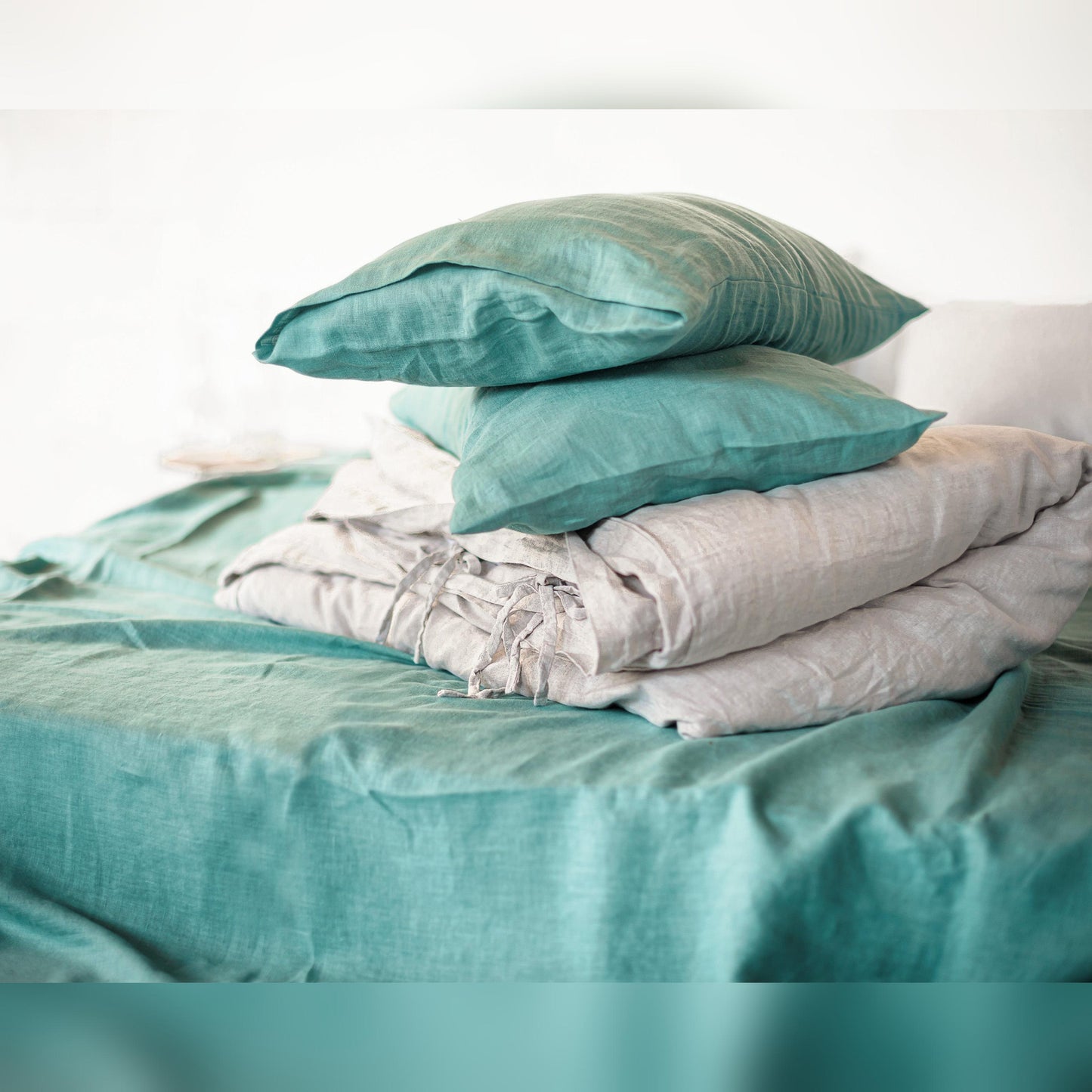 Linen duvet cover with ties - petguardiansupplies