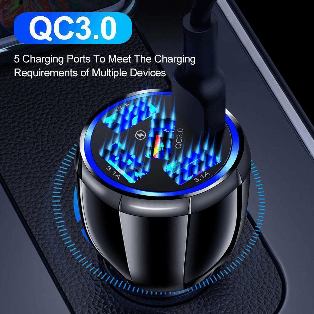 15W Quick Charge 5USB QC3.0 Car Charger - petguardiansupplies