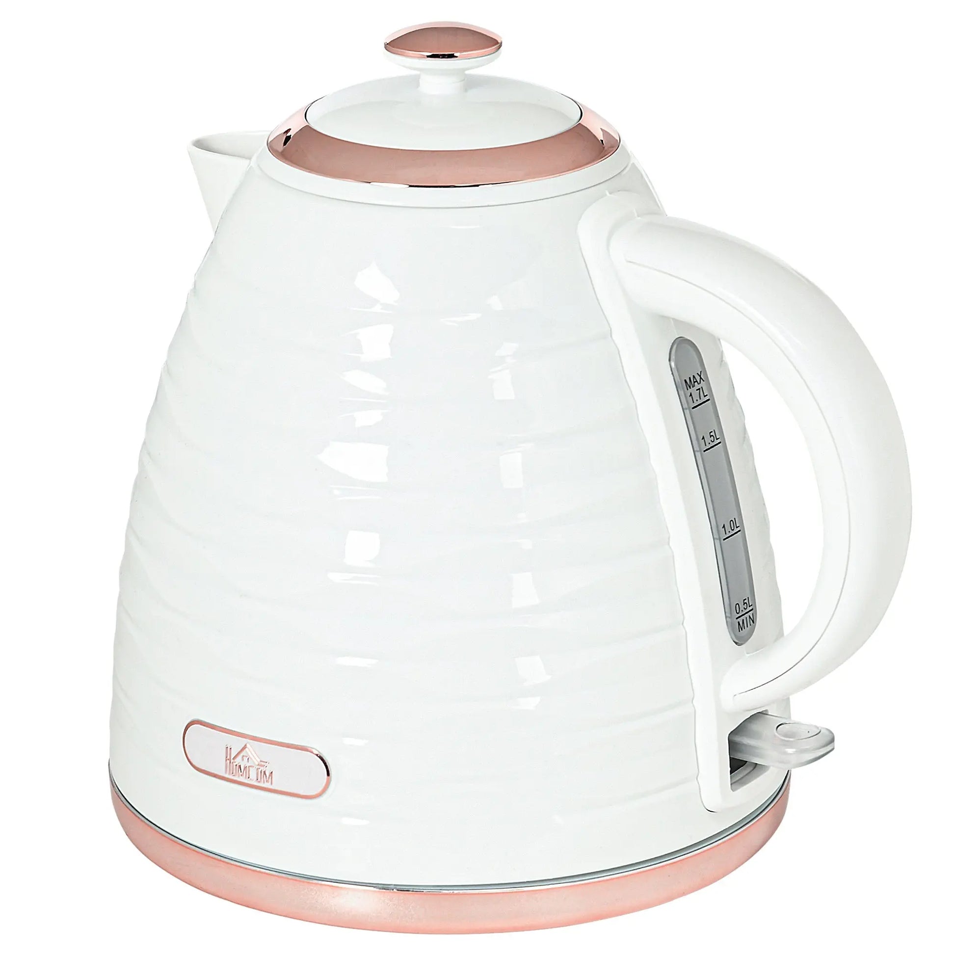 Electric Kettle, 1.7L, Fast Boil, 3kW Water Kettle with Removable Washable Anti-scale Filter, Auto Shut-off, 360° Swivel, BPA Free, Cream White Water Ripple Texture-0