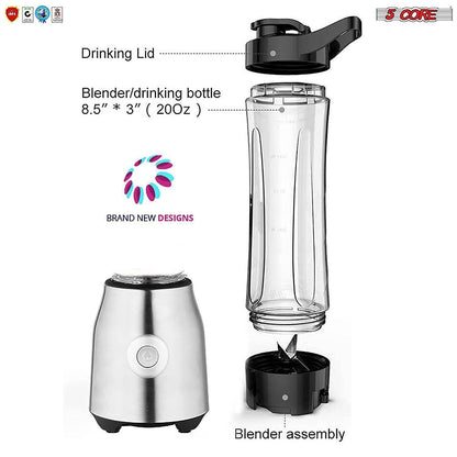 5 Core Portable Blenders For Kitchen 20 Oz Capacity 300W Personal - petguardiansupplies