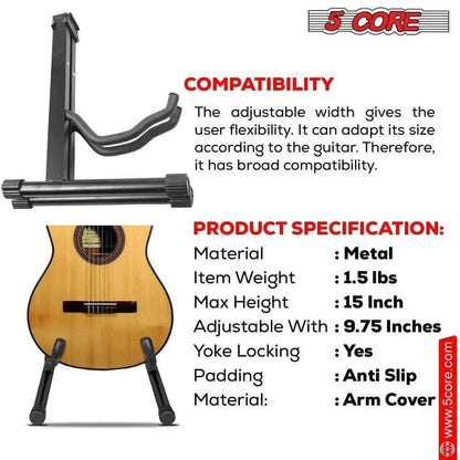 5 Core Guitar Stand - Adjustable Heavy Duty A Frame Universal - petguardiansupplies