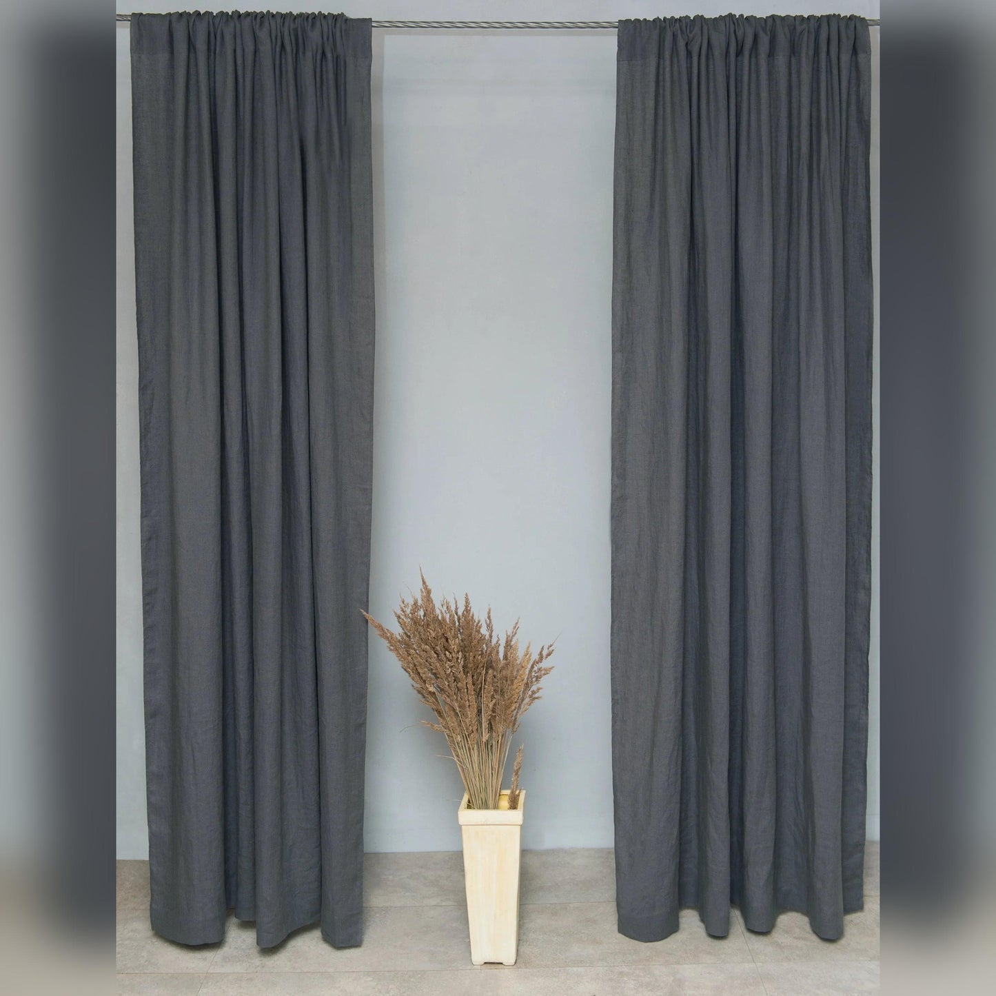 Grey linen curtain with rod pocket - petguardiansupplies