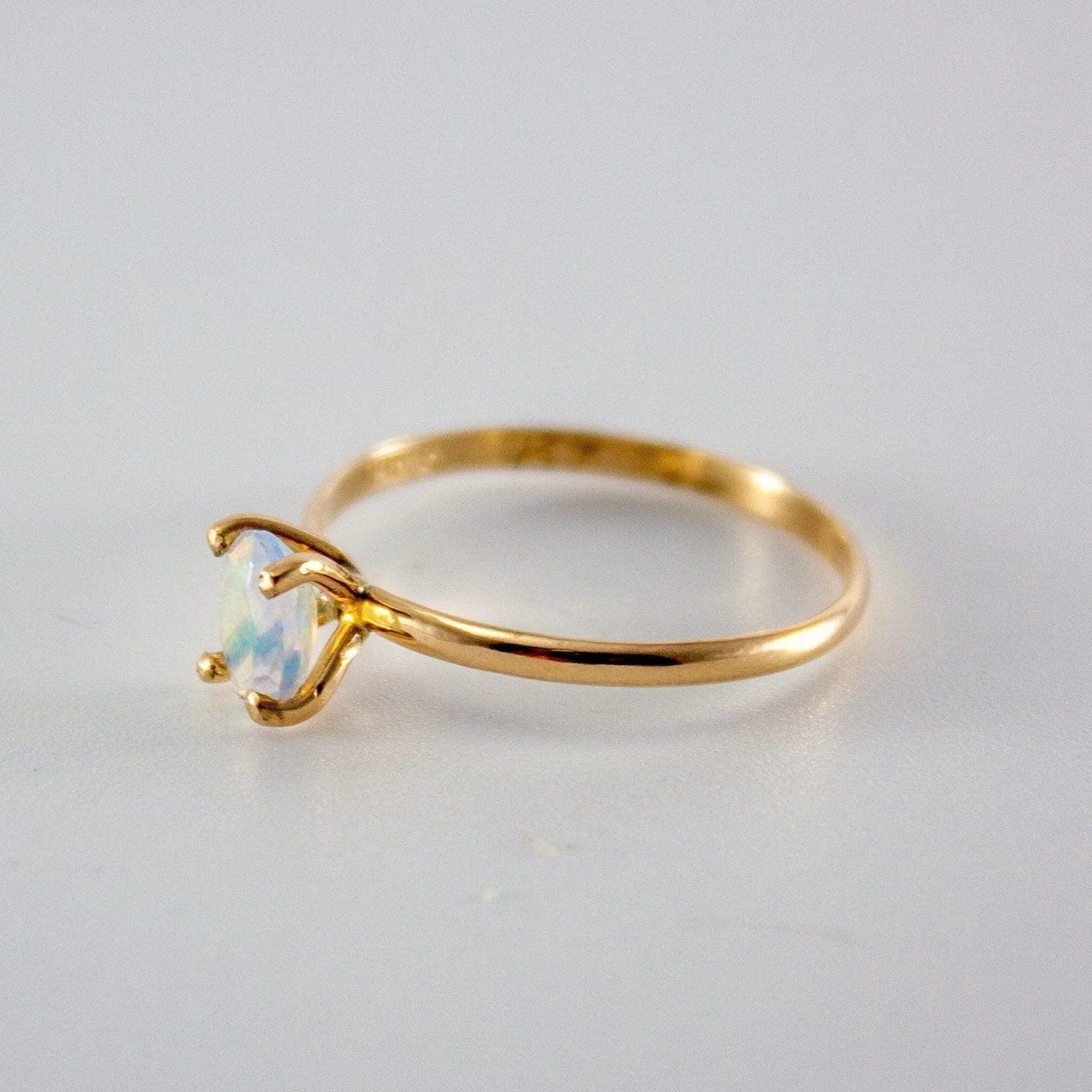 Ethiopian Opal Oval Solitaire 14k Gold Filled Ring - petguardiansupplies