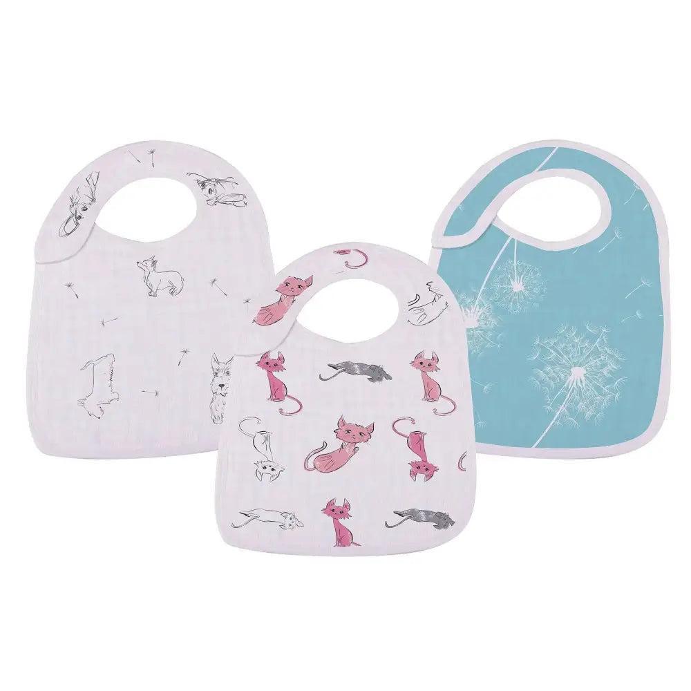 Dandelions Bamboo Muslin Snap Bibs 3PK - petguardiansupplies