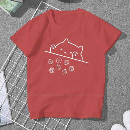 Cat Throwing Dice Women Clothing DnD Graphic Female Tshirts-4