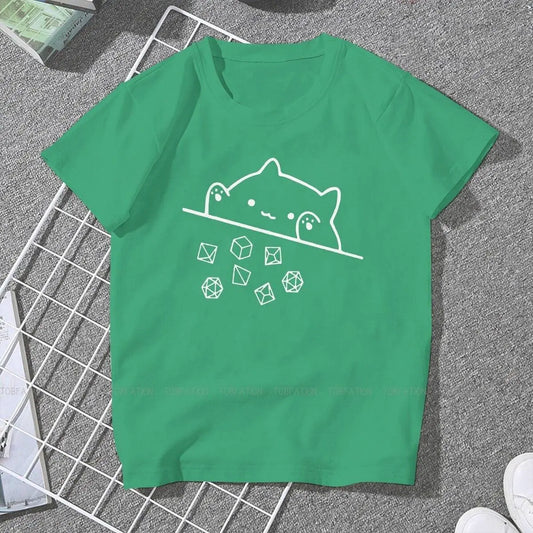 Cat Throwing Dice Women Clothing DnD Graphic Female Tshirts-10