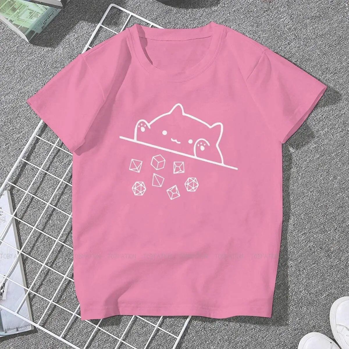 Cat Throwing Dice Women Clothing DnD Graphic Female Tshirts-3