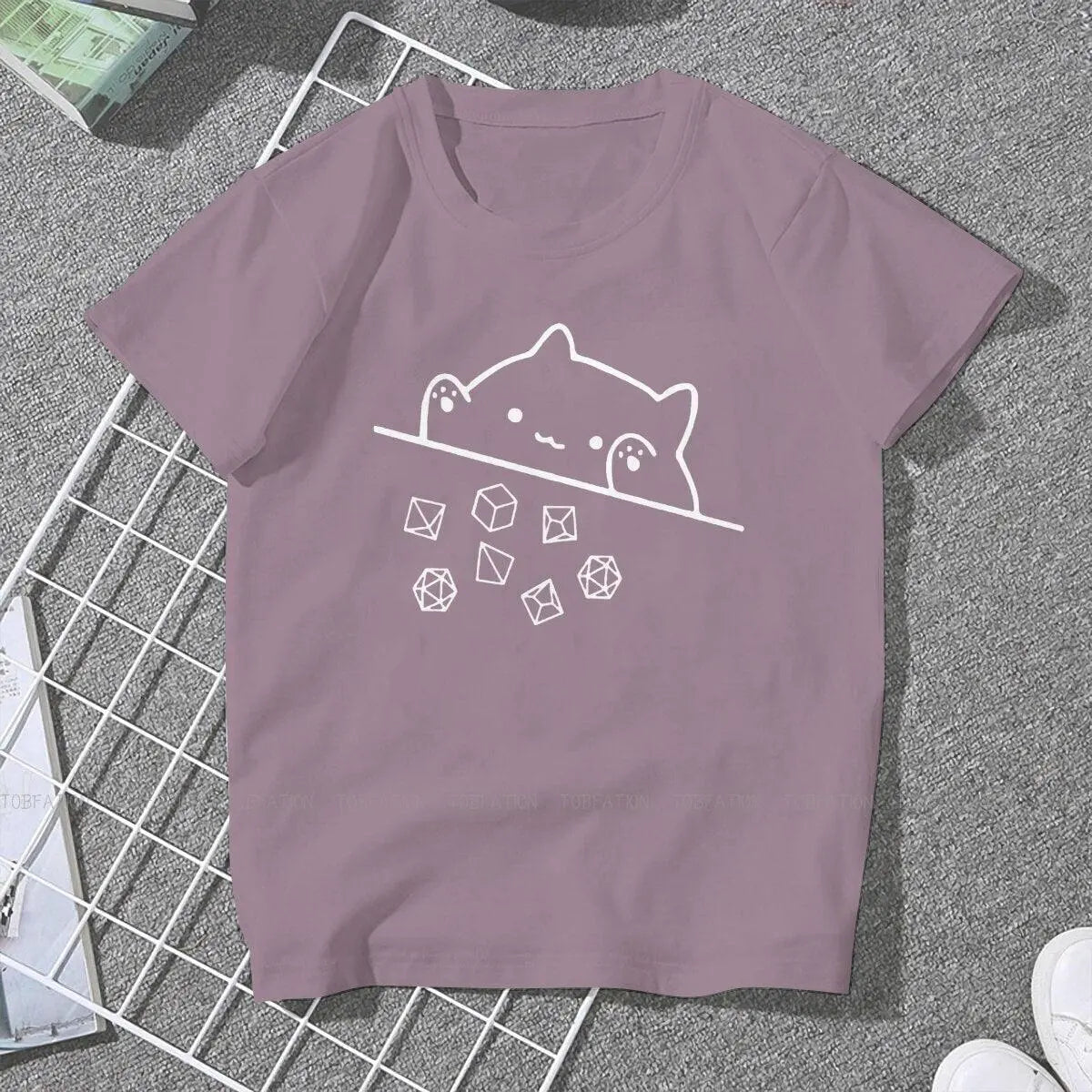 Cat Throwing Dice Women Clothing DnD Graphic Female Tshirts-14