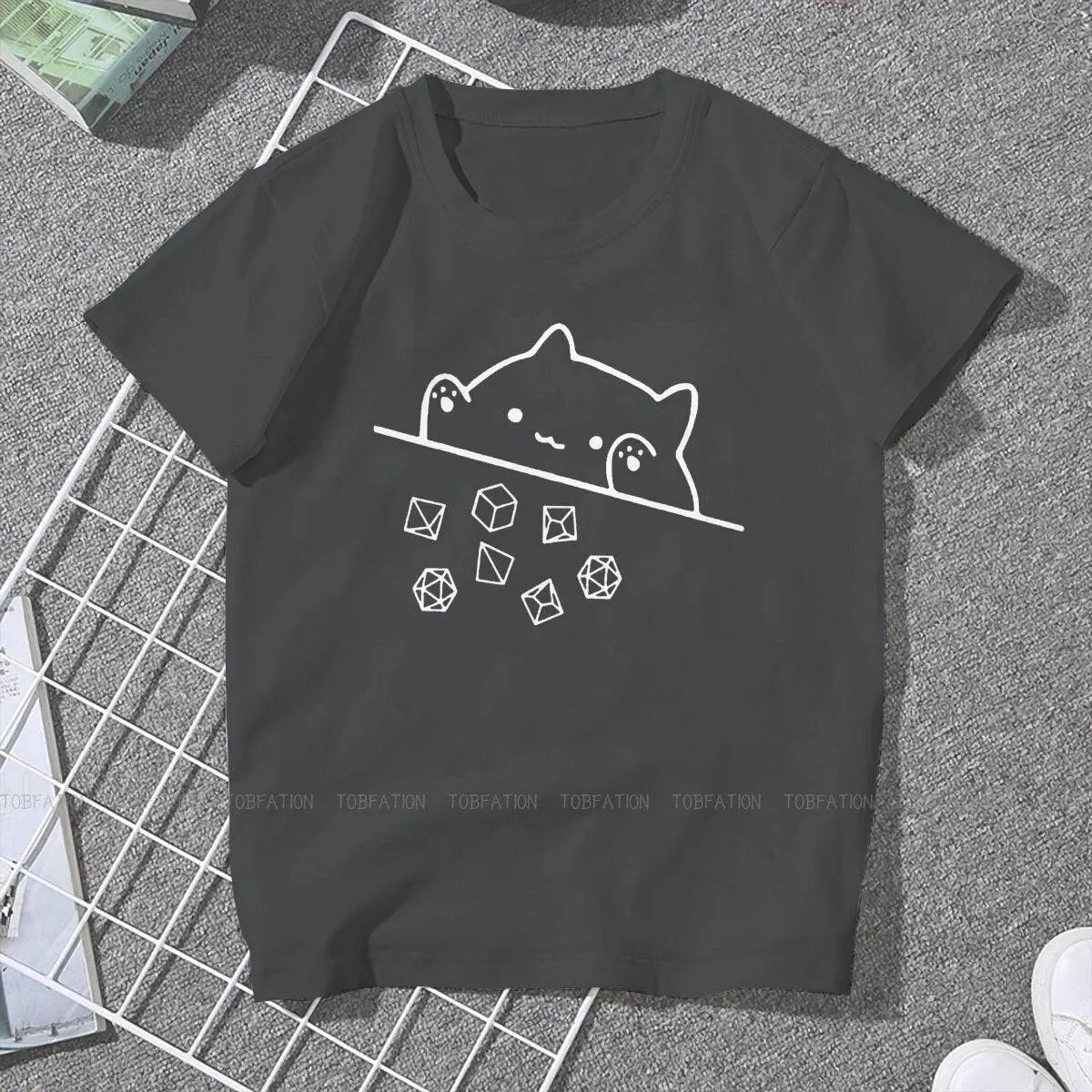 Cat Throwing Dice Women Clothing DnD Graphic Female Tshirts-5