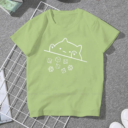 Cat Throwing Dice Women Clothing DnD Graphic Female Tshirts-12