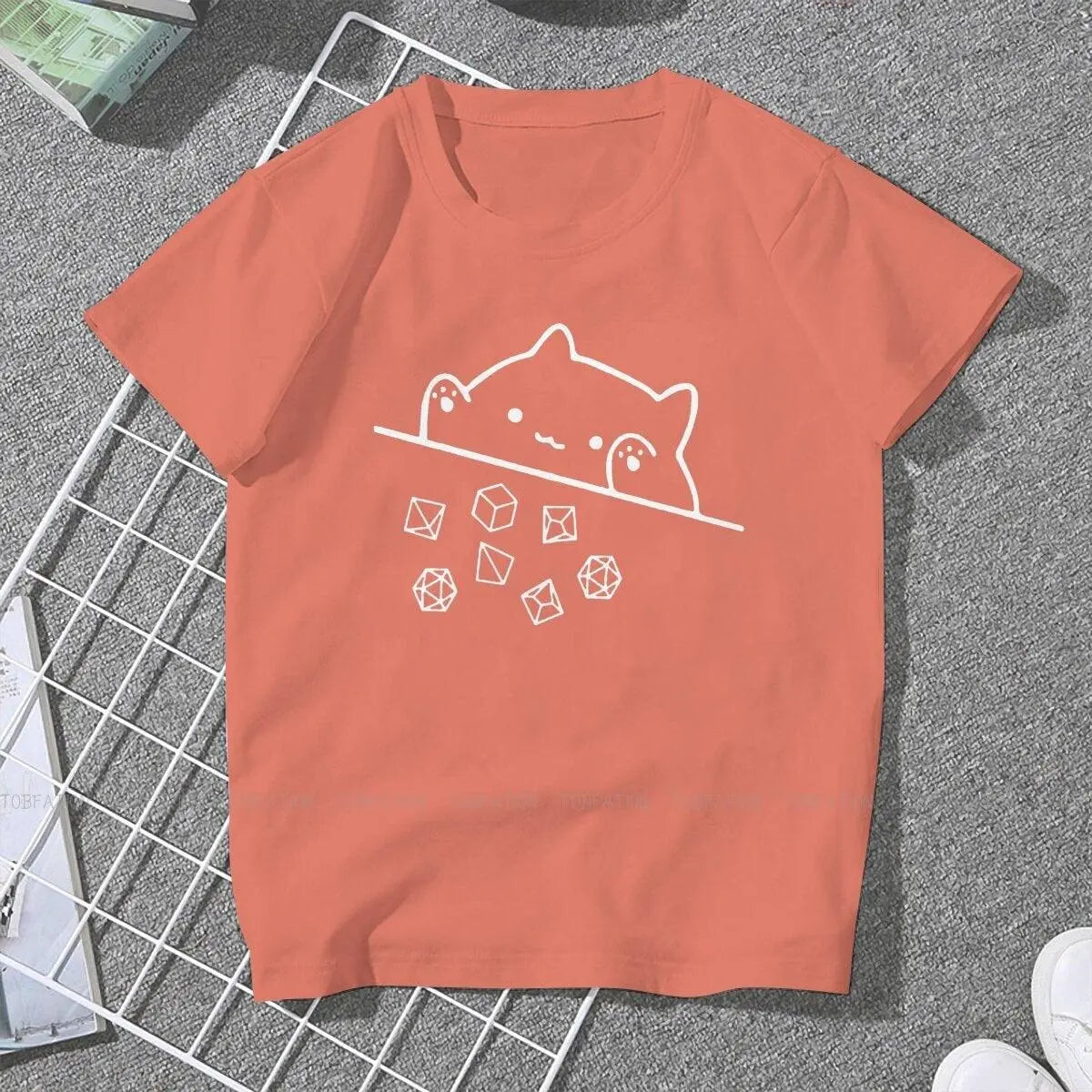 Cat Throwing Dice Women Clothing DnD Graphic Female Tshirts-7