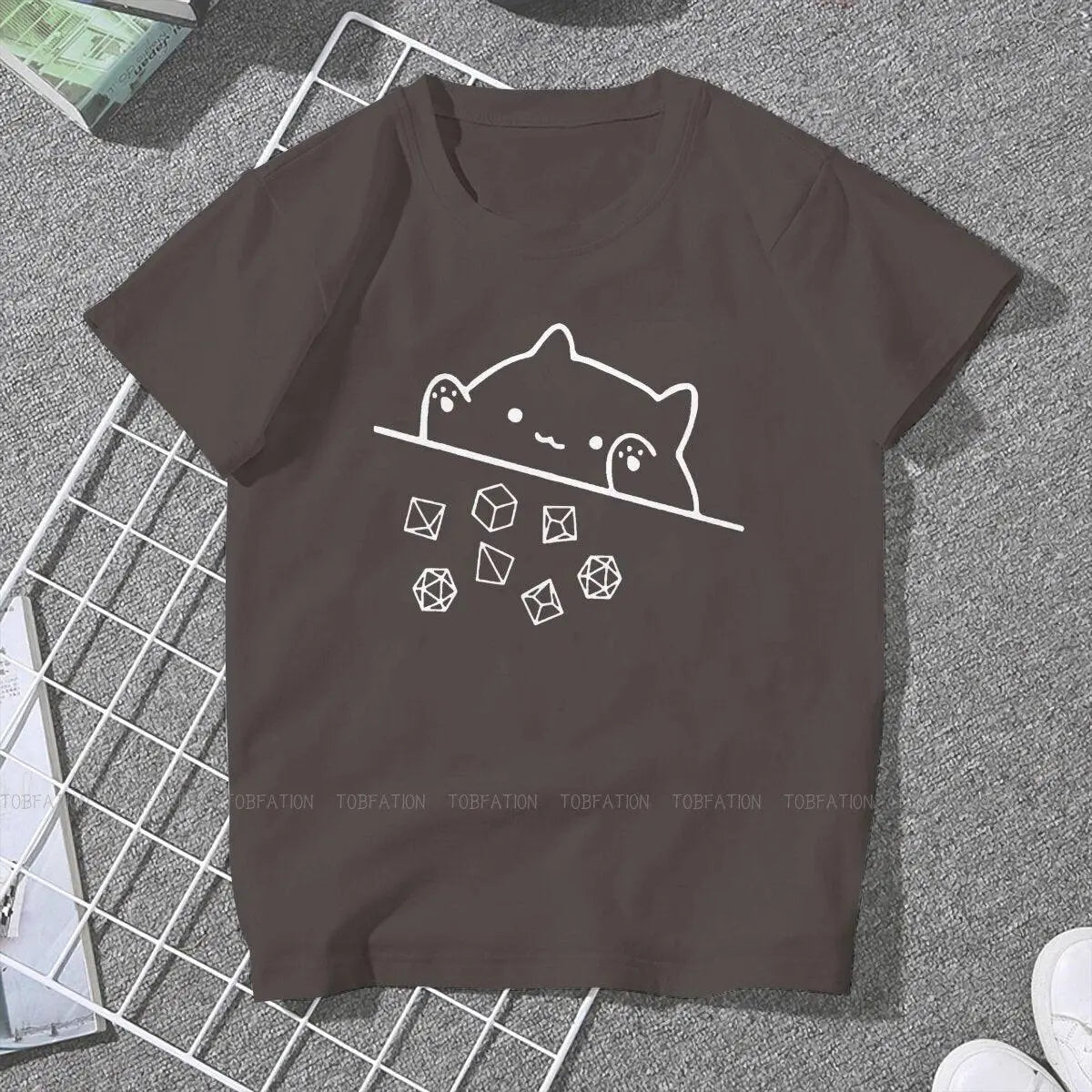 Cat Throwing Dice Women Clothing DnD Graphic Female Tshirts-6