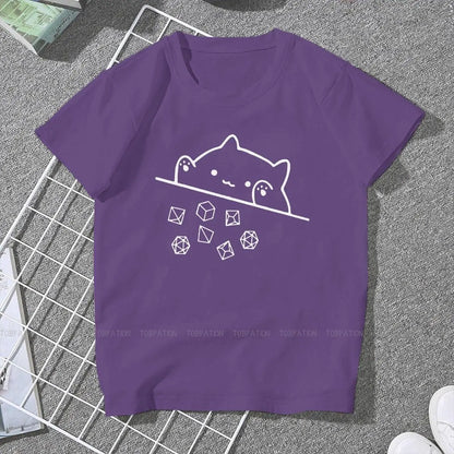 Cat Throwing Dice Women Clothing DnD Graphic Female Tshirts-9