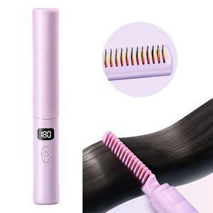 Straightener Comb Anti-Scald Cordless Hair Straightener Brush 70Mins - petguardiansupplies