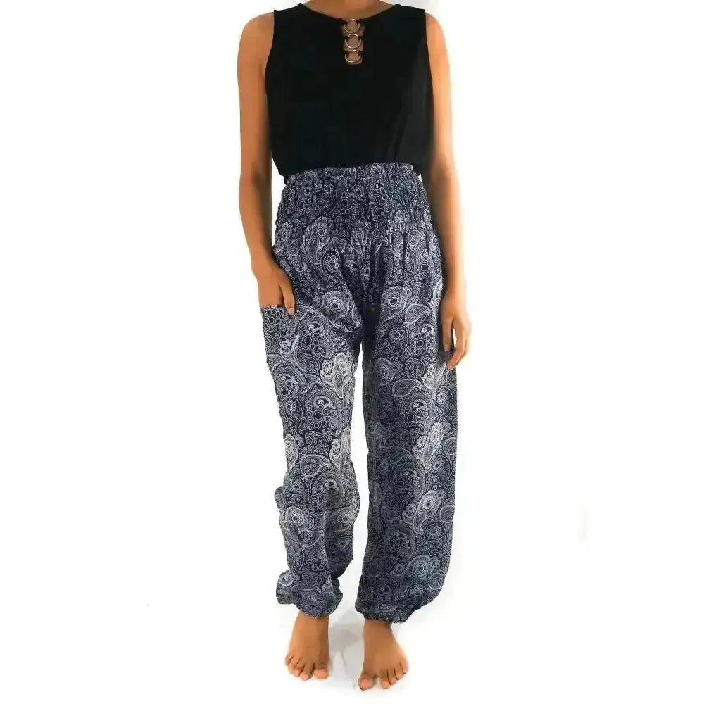 Black Paisley Boho Pants - petguardiansupplies