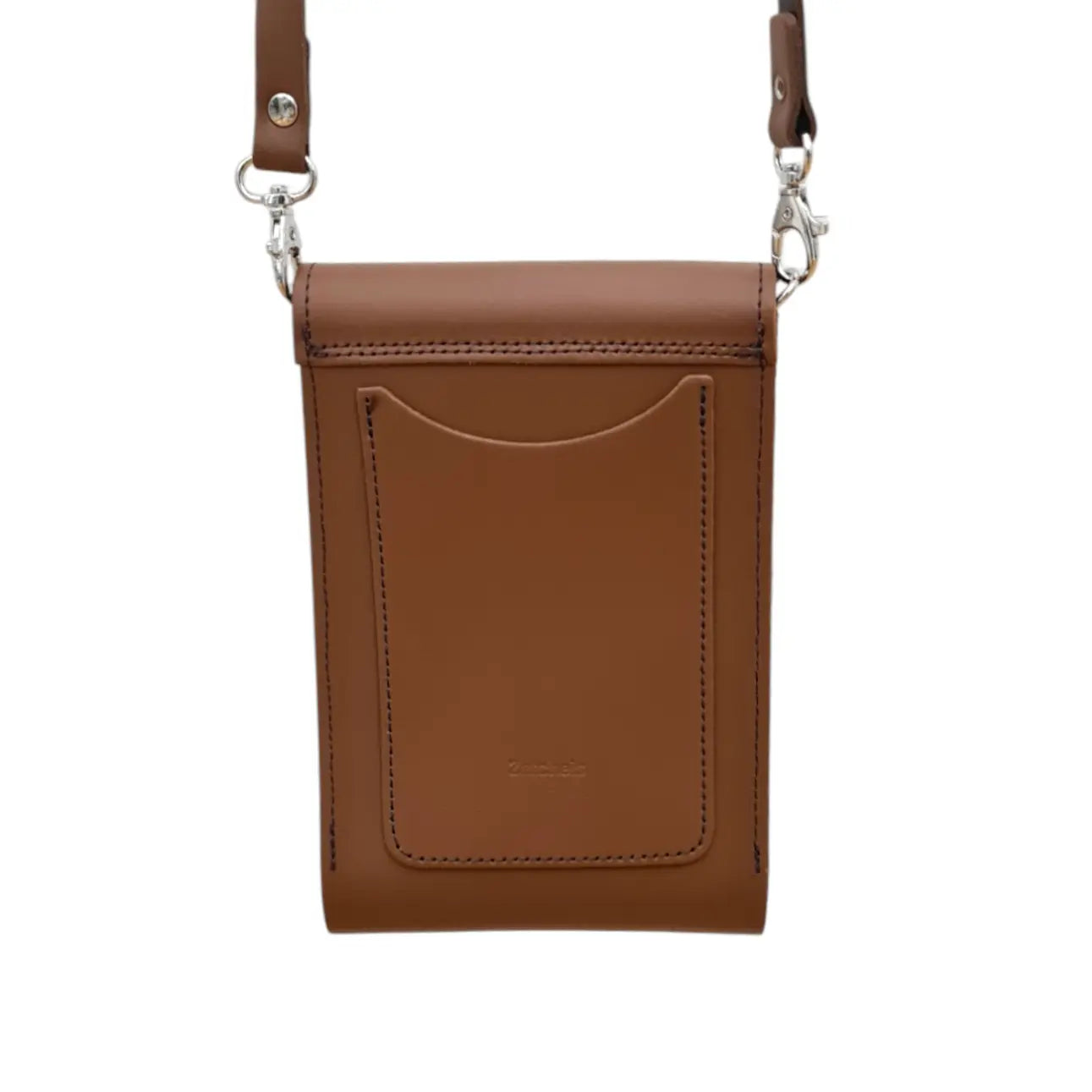 Leather Push Lock Crossbody Phone Case - Chestnut-4