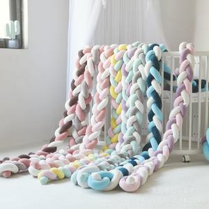 New Nordic Style Twisted Knit Baby Bed Rail Bumper, Long Strip With - petguardiansupplies