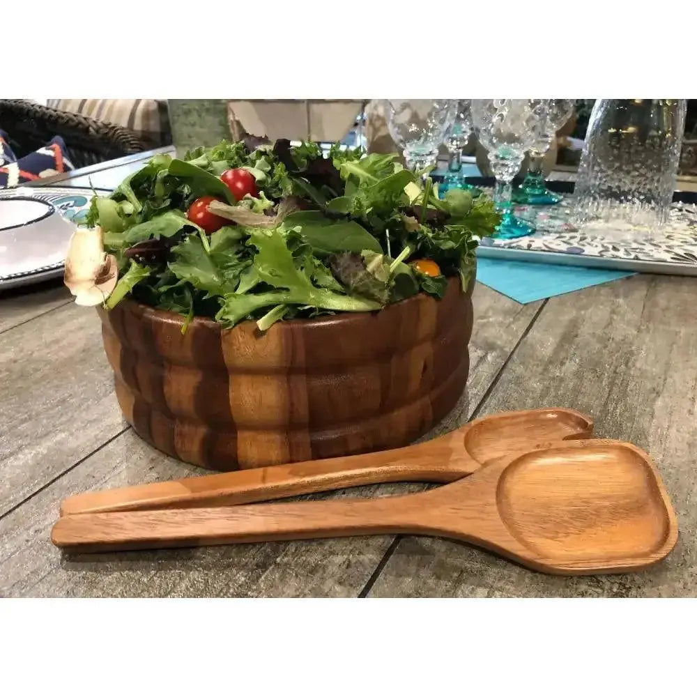 Acacia Wood Salad Bowl with Servers - petguardiansupplies