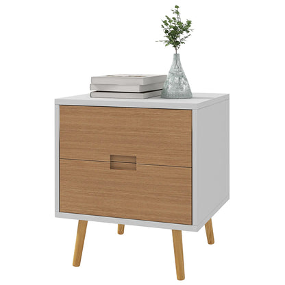 Wood Effect Wto-Drawer Bedside Table - Brown/White-0